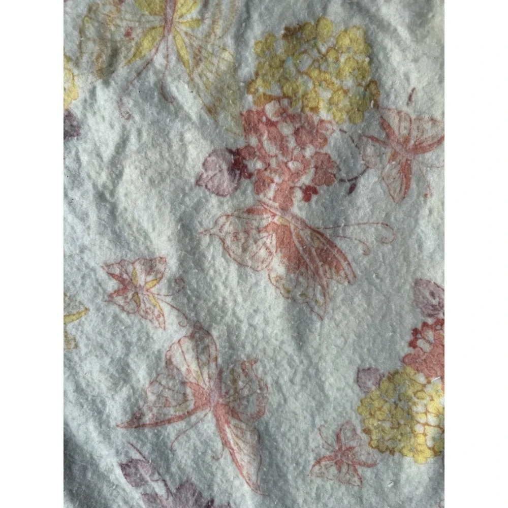 Vintage 70's MCM Butterfly Floral Acrylic Blanket 88